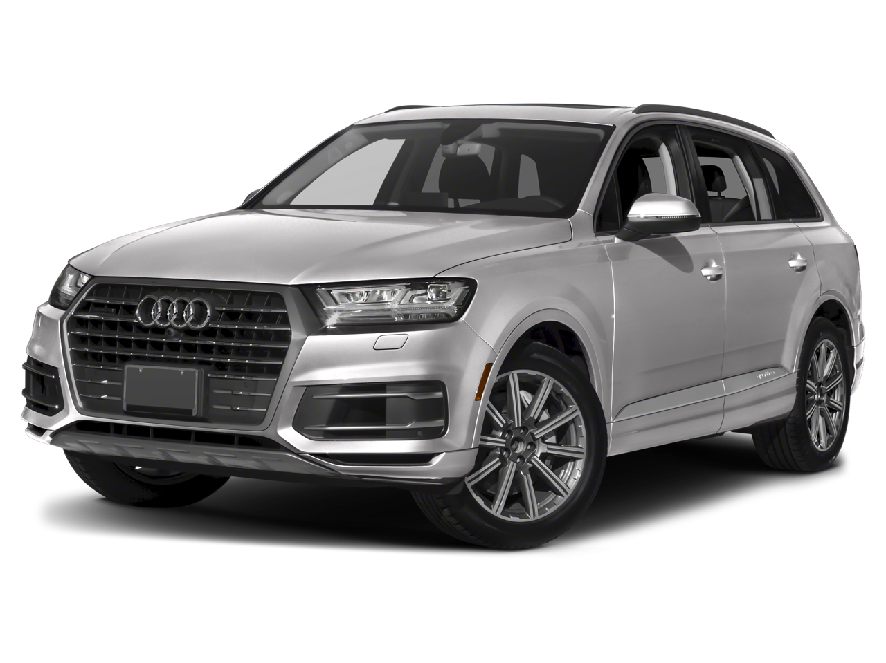 2019 Audi Q7 45 Premium in White — front three-quarter view